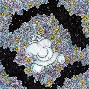 "Moon" for WOWXWOW's Ethereal Orchard show - ink and watercolor, 7"x7"
