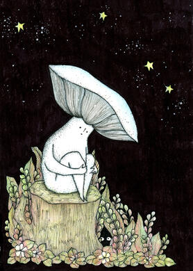 &quot;Lethargy III&quot; for Gallery Nucleus&#39;s Power in Numbers 7 show - ink and watercolor, 5&quot;x7&quot;
